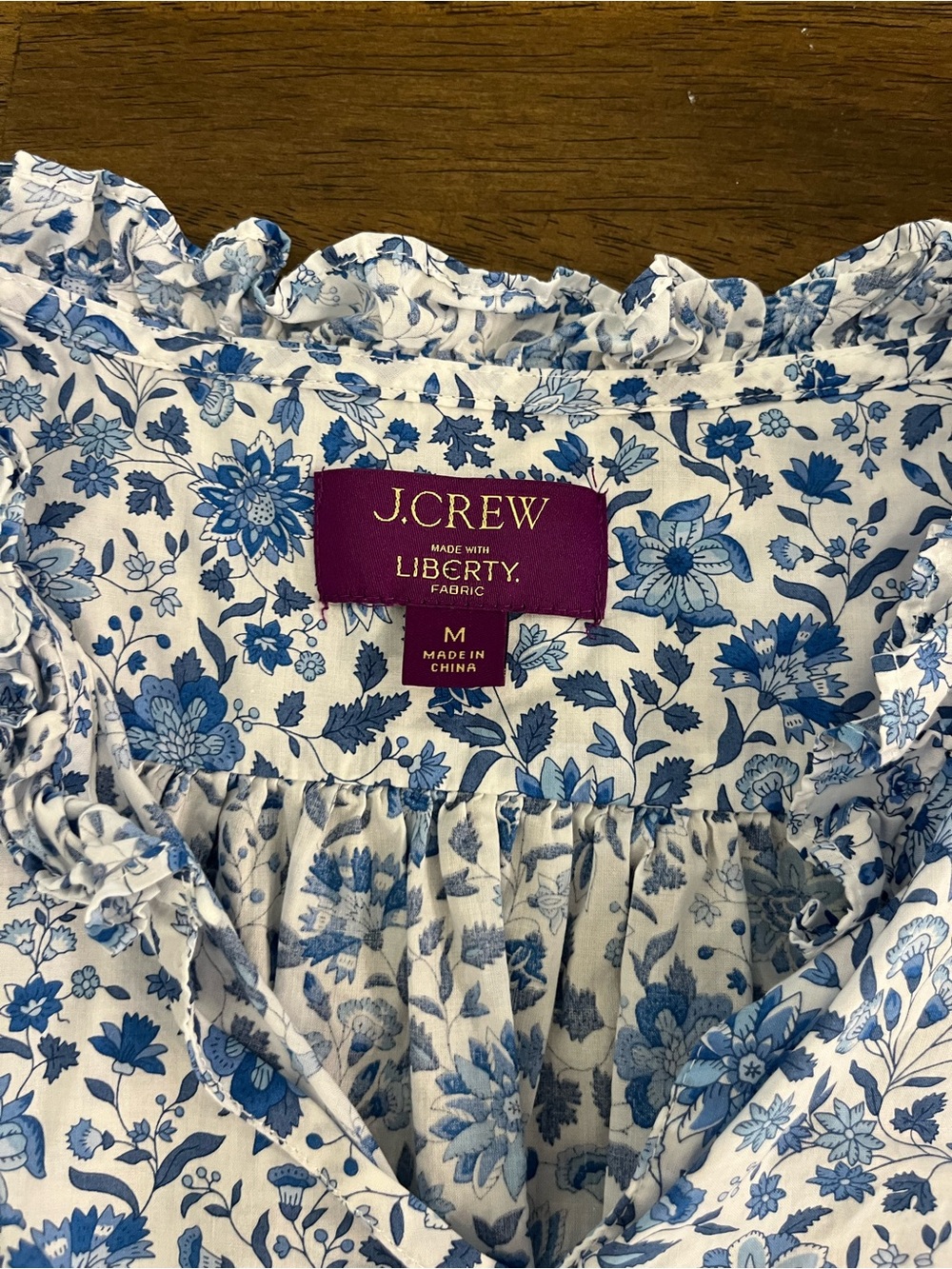 J. Crew Ruffleneck Keyhole Top in Liberty Grace Emily Bell fabric Cotton Medium - Picture 3 of 16